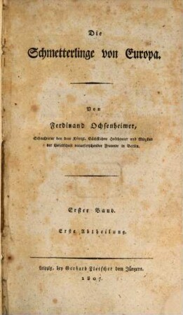 Die Schmetterlinge von Europa, 1,1. Falter, oder Tagschmetterlinge