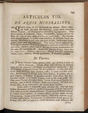 Articulus VIII. De Aquis Mineralibus.