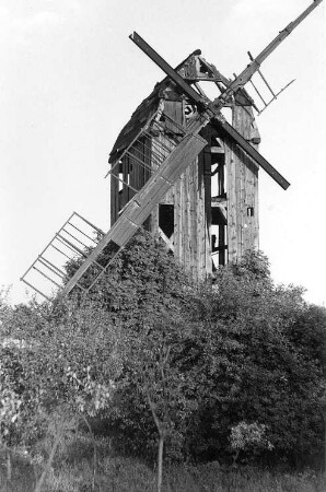 Glinde (Kreis Schönebeck). Mühle Karl Wieblitz, Bockmühle, Baujahr 1878 (1985 eingestürzt)