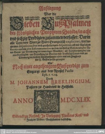 Auslegung der VII Buß-Psalmen Davids