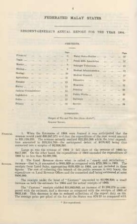 Resident-General's annual report for the year 1904