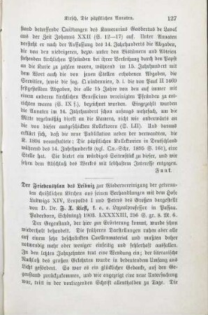 127-128 [Rezension] Kiefl, Franz Xaver, Der Friedensplan des Leibniz zur Wiedervereinigung der getrennten christlichen Kirchen