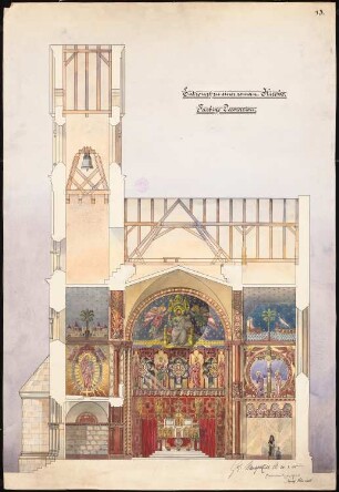 Dekoration einer romanischen Kirche: Längsschnitt