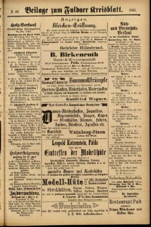 Zweite Ausgabe vom Donnerstag, den 18. April 1895.