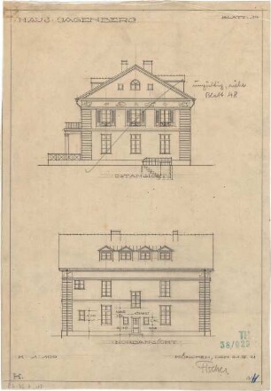 Fischer, Theodor; München, Arcisstr. 20; Haus Jagenberg - Ost - Nordseite (Ansichten)