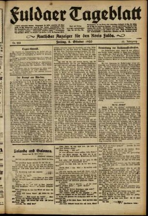Ausgabe vom Freitag, den 08. Oktober 1920.