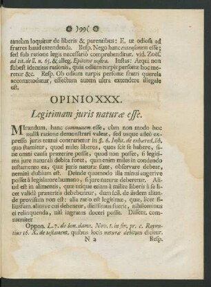 Opinio XXX. Legitimam iuris naturae esse.
