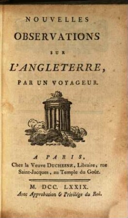 Nouvelles observations sur l'Angleterre