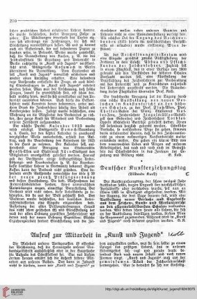 N.F. 4.1924 S.210-211: Aufruf zur Mitarbeit in "Kunst und Jugend"