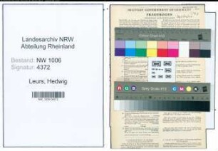 Entnazifizierung Hedwig Leurs , geb. 07.06.1907 ()