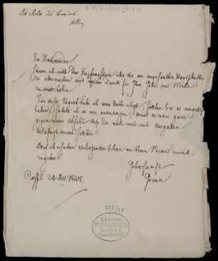 Brief von Jacob Grimm an Ignaz Theodor Liborius Meyer