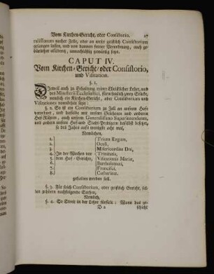 Caput IV. Vom Kirchen-Gericht, oder Consistorio, und Visitation.