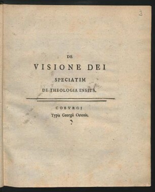 De Visione Dei Speciatim De Theologia Insita