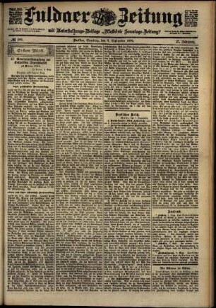 Erste Ausgabe vom Samstag, den 08. September 1900.