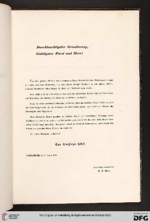 Durchlauchtigster Großherzog, Gnädigster Fürst und Herr!