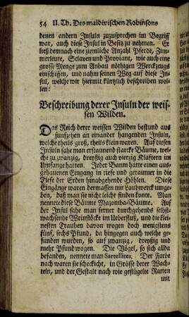 Beschreibung derer Insuln der weissen Wilden.