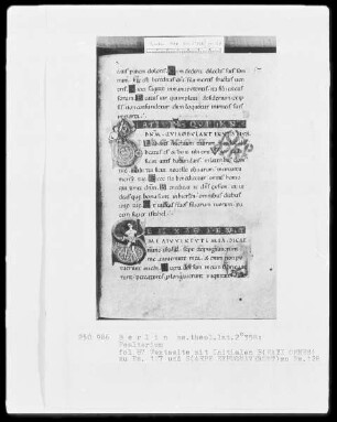 Psalter aus Werden — Initiale S, darin stehende Figur, Folio 87recto