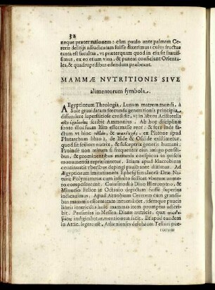 Mammae Nutritionis Sive alimentorum symbola.