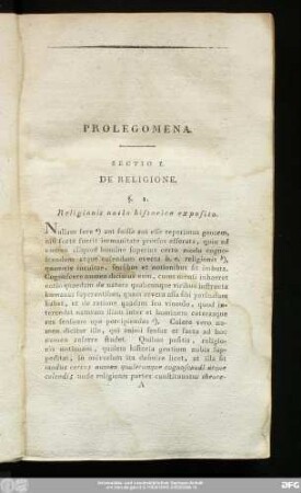 Sectio I. De Religione.