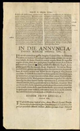 In Die Annunciationis Mariae ...
