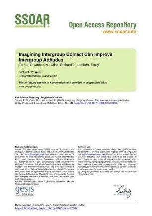 Imagining Intergroup Contact Can Improve Intergroup Attitudes
