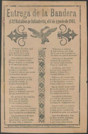 Entrega de la Bandera al 32 Batallón de Infantería, el 6 de agosto de 1911.