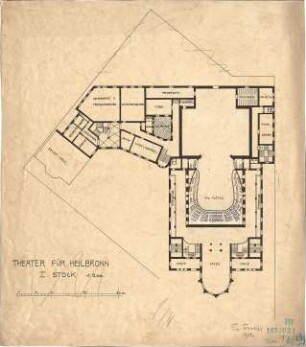 Fischer, Theodor; Heilbronn; Stadt-Theater - Grundriss 1. OG