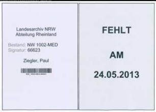 Entnazifizierung Paul Ziegler , geb. 13.05.1893 (Dentist)