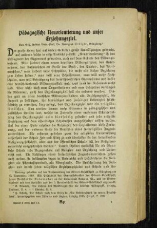 Pädagogische Neuorientierung und unser Erziehungsziel