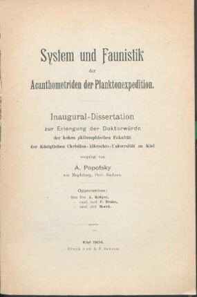 System und Faunistik der Acanthometriden der Planktonexpedition