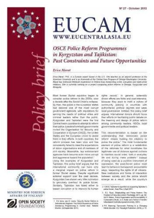 OSCE police reform programmes in Kyrgyzstan and Tajikistan : past constraints and future opportunities