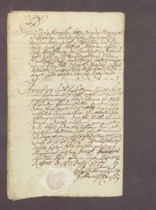 Markgraf Ludwig Georg von Baden-Baden bestätigt die Zunftordnung der Leinenweber im Amt Stollhofen vom Jahr 1718