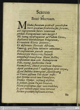 Scazon ad Beate Mortuum