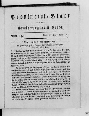 Num. 13, Ausgabe vom 1. April 1818