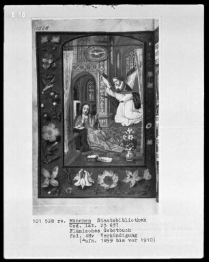 Flämisches Gebetbuch mit Kalender — Verkündigung Mariä, Folio 48verso