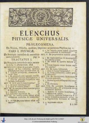 Elenchus Physicae Universalis.