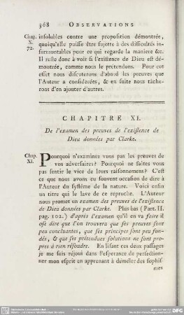 Chapitre XI. De l´examen des preuves de l´existence de Dieu données par Clarke