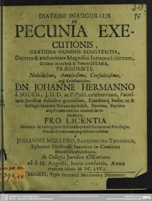 Diatribe de pecunia executionis