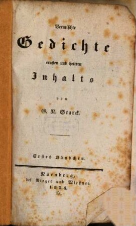 Vermischte Gedichte ernsten und heitern Inhalts, 1. (1834)