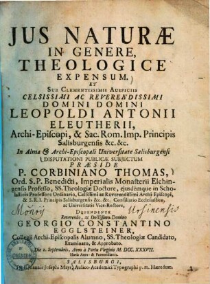 Ius naturae in genere, theologice expensum