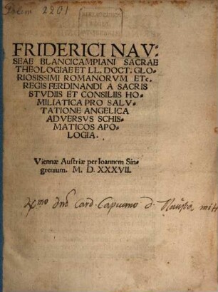 Homiliatica pro salutatione angelica adversus schismaticos apologia