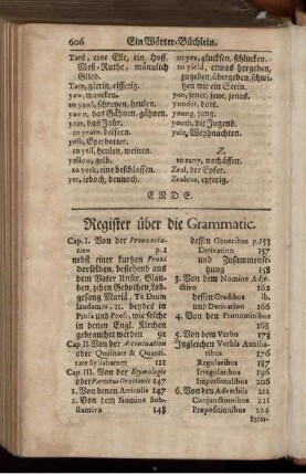 Register über die Grammatic.
