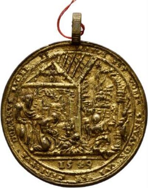 Vergoldete Kalendermedaille mit Anbetung der Hirten und Anbetung der Könige