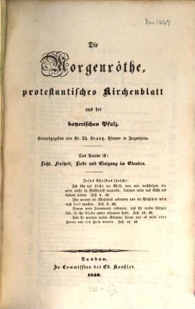 Die Morgenröthe : protestantisches Kirchenblatt für denkende Leser aller Klassen. 1846, Jan. - Dez.