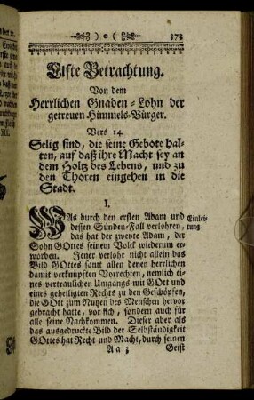 Elfte Betrachtung. Von dem Herrlichen Gnaden-Lohn der getreuen Himmels-Bürger.