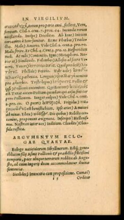 Argumentum Eclogae Quartae.