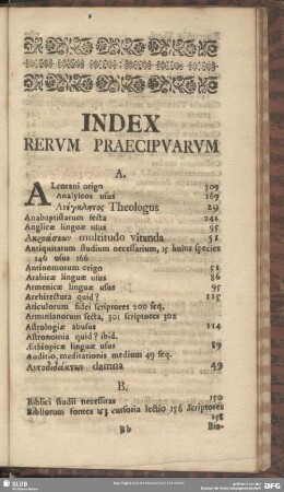 Index Rerum Praecipuarum