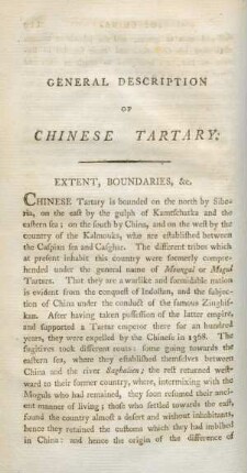[III.] General description of Chinese Tartary