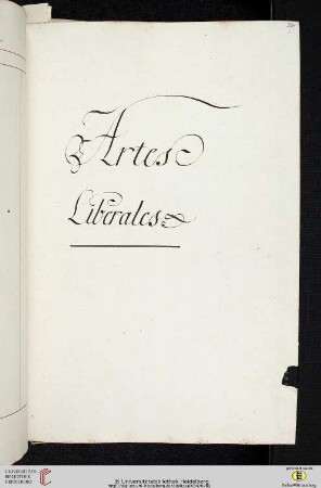 Einleitung zum sechsten Titulus (der Classis II Philosophica): Artes Liberales