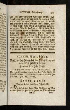 389-398, Rath, der bey der Auferstehung des Lazarus ist gehalten worden.